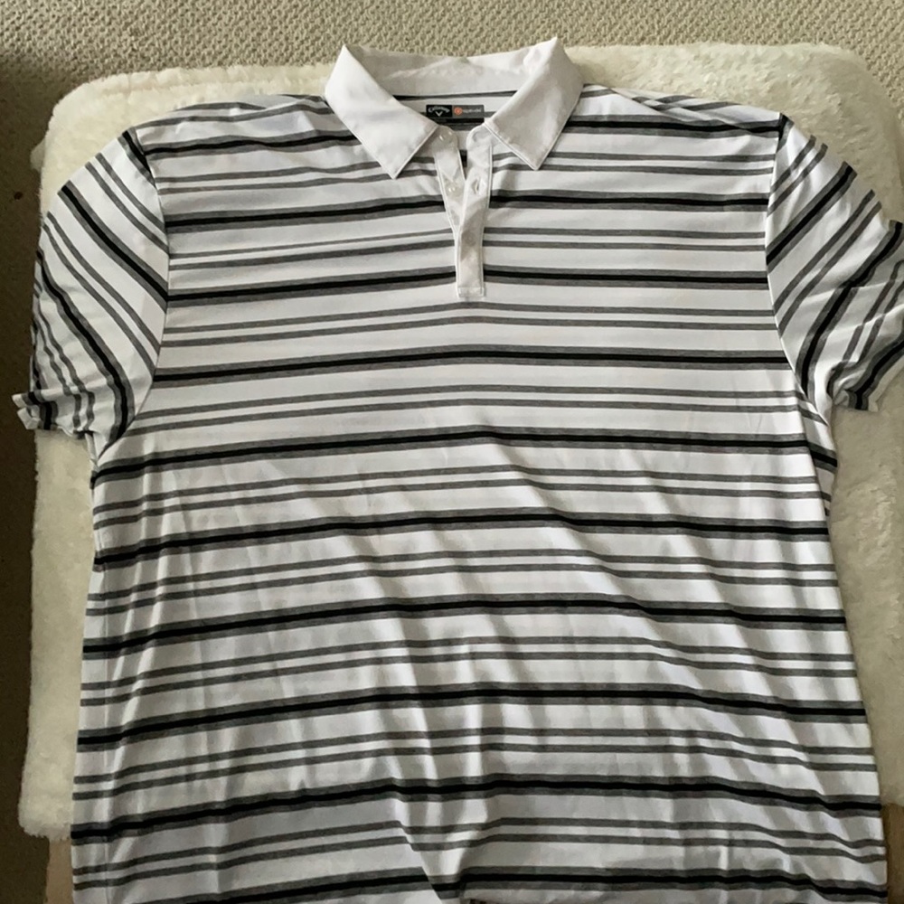 Men’s White/Grey stripped Callaway golf polo size XXL